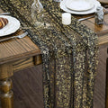 Artoid Mode 3Pcs Black Gold Gauze Table Runner 120 Inch 10FT, Glitter Metallic by ArtoidMode