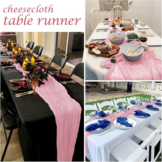 25 Pack Light Pink Cheesecloth Table Runner, 17 x 108 Inch, Semi-Sheer - Image 7