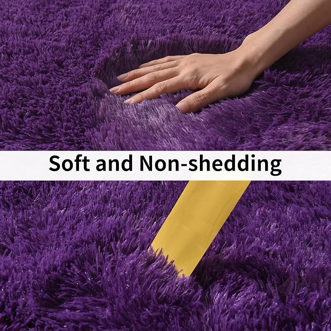 Soft Runner Rugs for Bedroom Hallways, 2x4 Purple Fluffy Shag Throw Area Rug - Image 4