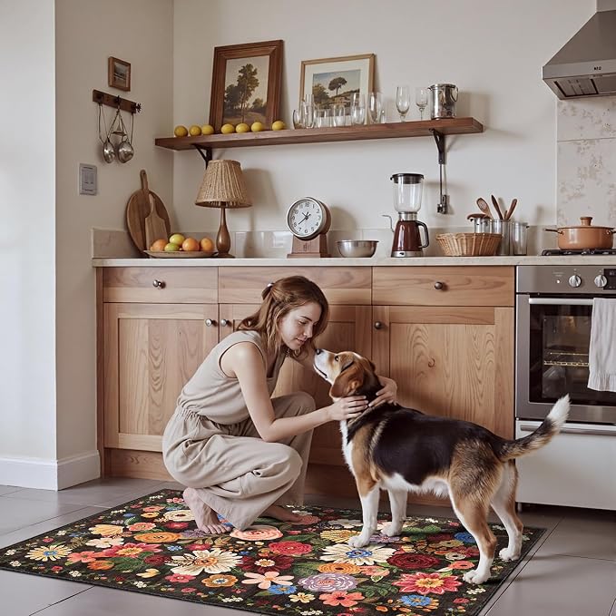 2x4 Entryway Runner Rugs Espresso, Non Slip Washable Rugs - Image 3