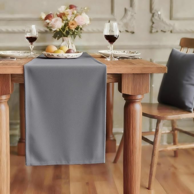 FOLINS&HOME Grey Waterproof Decorative Table Runner 108 Inches Long | 210GSM by FOLINSHOME