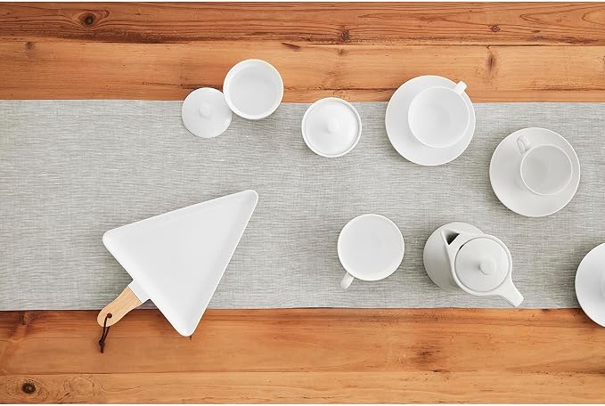 Solino Home 100% Pure Linen Table Runner Oyster Grey, Athena 14 x 48 in | Table - Image 4