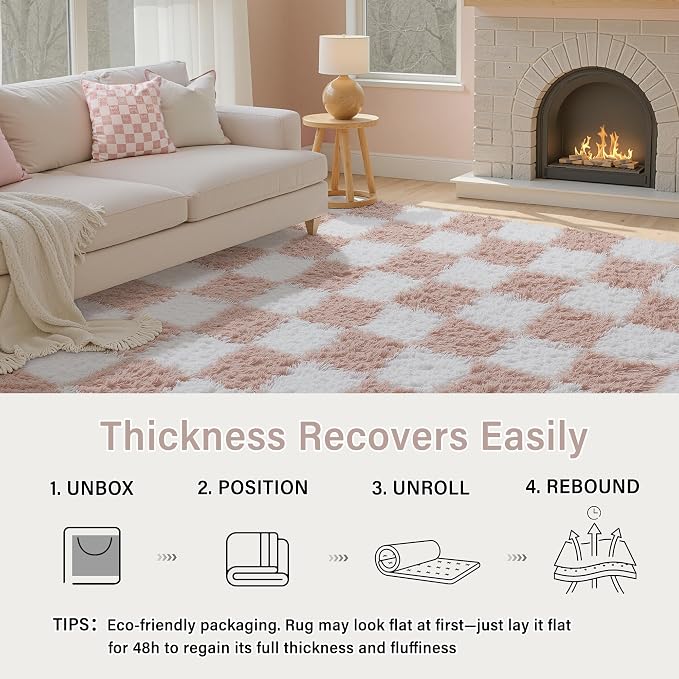 PureCozy Checkered Rug 5x7 for Living Room - Image 5