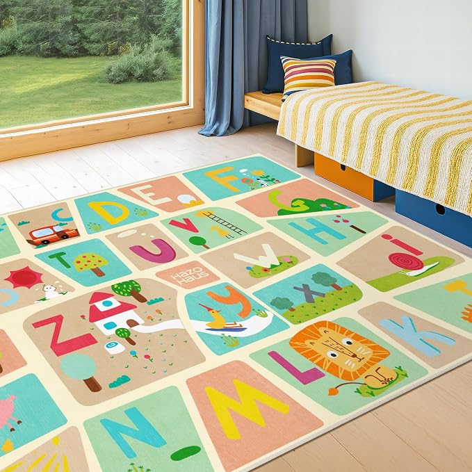 Huge ABC Alphabet Classroom Rugs Elementary – 9x12 School Rug by HazoHaus