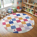 jinchan Macy 4ft Round Rug for Kids Room Modern Colorful Checkered Diamond by JINCHAN