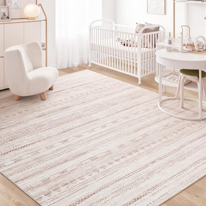9x12 Pink Area Rugs for Living Room Machine Washable Rug Distressed Girls by Tchdio