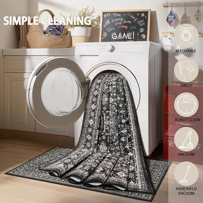 Dark Grey Entryway 2x5 Runner Rug, Small Throw Runners - Image 9