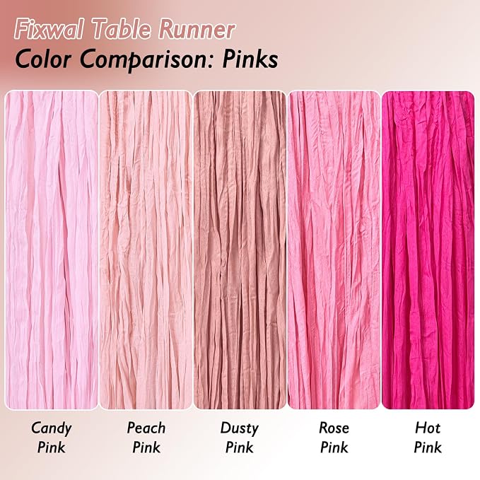 12 Pack Dusty Pink Cheesecloth Table Runner 120 Inch Boho Wedding Decor | - Image 4