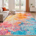 Rugflix 9x12 Area Rugs for Living Room, Washable Colorful Rainbow Rug by RugflixAreaRugs