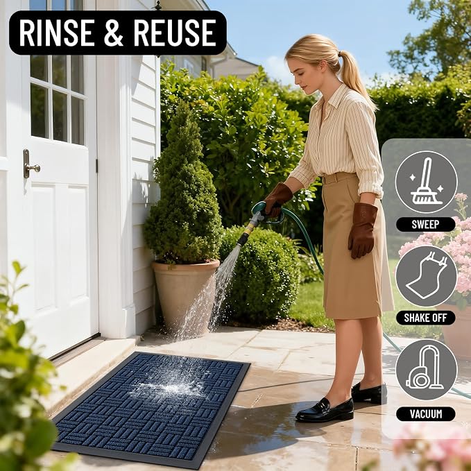 OLANLY Front Door Mat Outside Entrance 47x23, Heavy Duty Sturdy Natural Rubber - Image 8