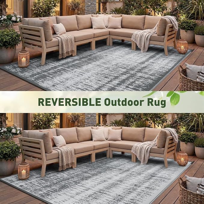 MontVoo Outdoor Rug Waterproof 6x9 ft Outdoor Carpet Patio Rug Mat Reversible - Image 8