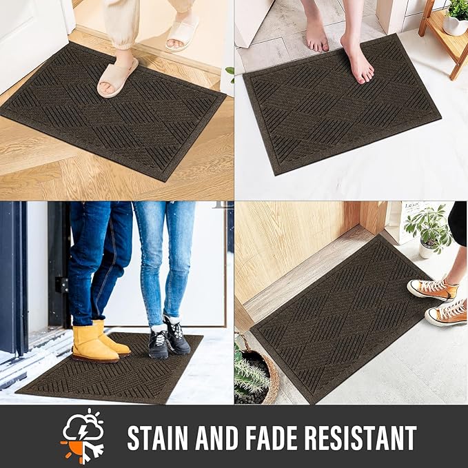 HIYARD Sturdy Front Door Mat, Absorbent Muddy Dirt Resist Welcome Door Mats - Image 4