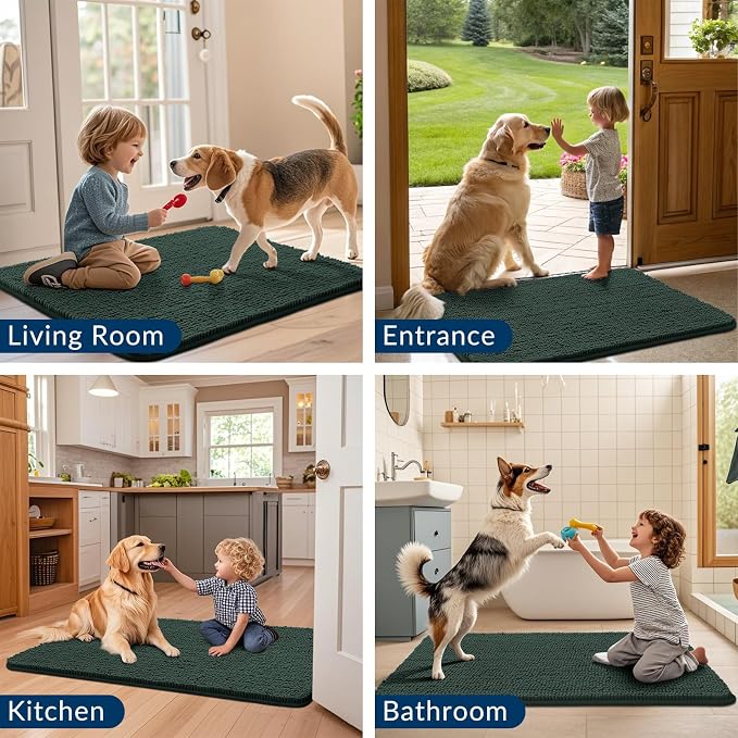 Smiry Dog Door Mat for Muddy Paws 59x24, Absorbent Dirt Trapper, Non-Slip - Image 7