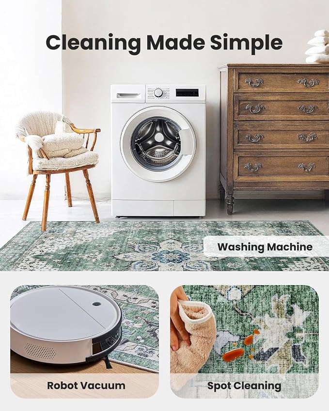 AMADA HOMEFURNISHING 2x3 Washable Area Rug, Low-Profile Entryway Rug - Image 5