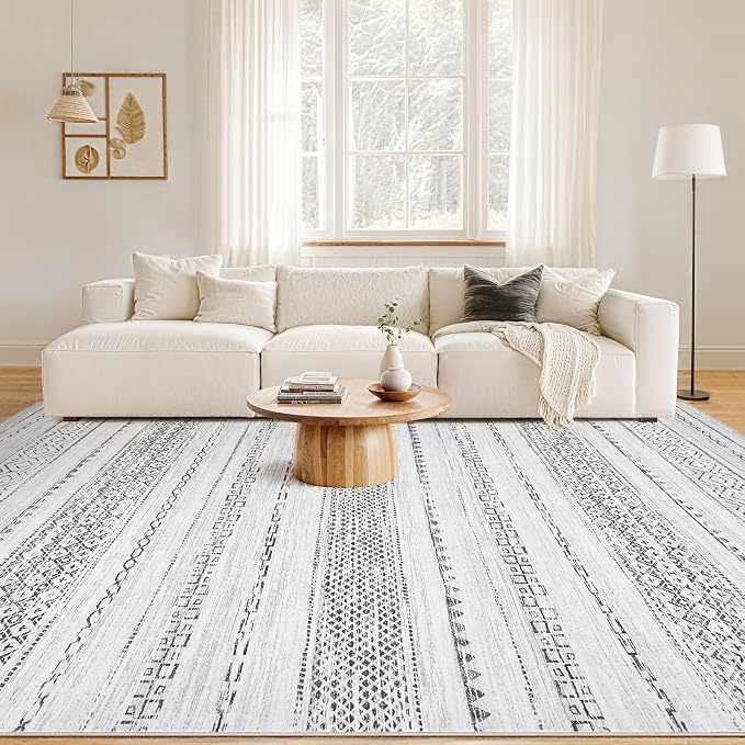 Nakagishi 10x14 Area Rugs Living Room: Washable Boho Large Neutral Modern Soft - Image 4