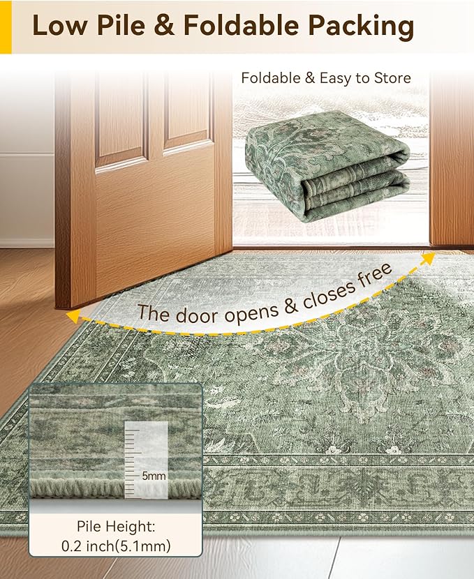 RELEANY Area Rugs Runner 3'x20' Washable Non-Slip, Floral Vintage Distress - Image 4