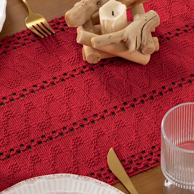 DeZerlor Boho Macrame Table Runner Spring Easter Farmhouse Woven Table Runner - Image 7