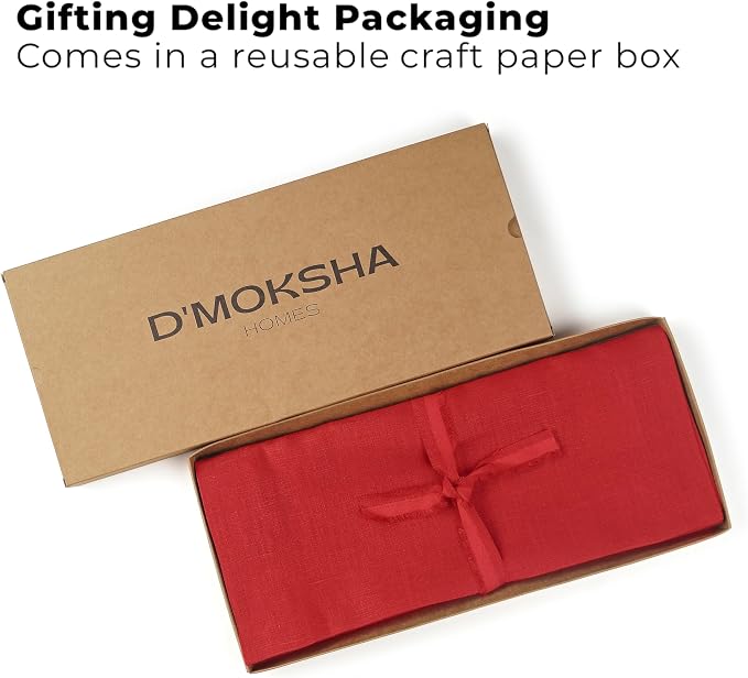 Classic Linen™ by D'Moksha Racing Red Table Runner 48 Inches, 100% Pure Linen - Image 5