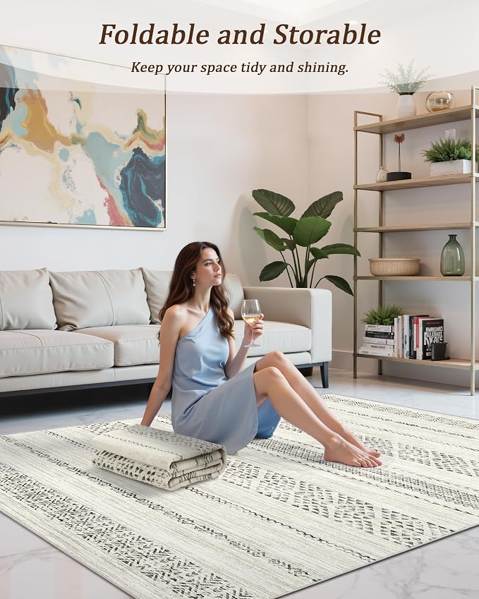 3x5 Washable Rug Moroccan Small Entryway Rug Non Slip Indoor Floor Carpet - Image 5