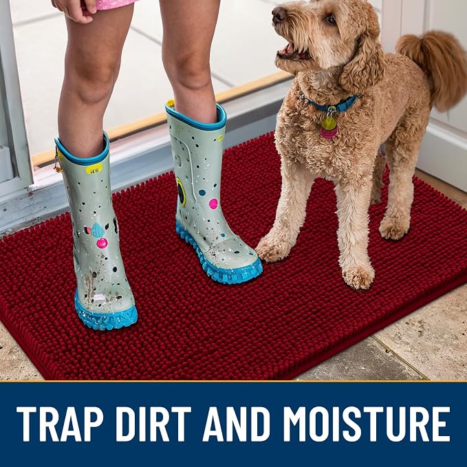 Smiry Dog Door Mat for Muddy Paws 70x35, Absorbent Dirt Trapper, Non-Slip - Image 3