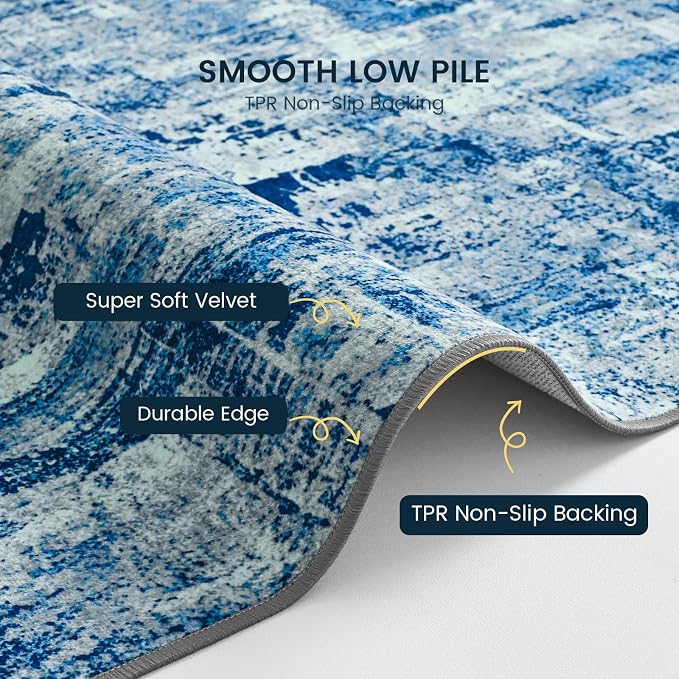 Toneed Abstract Area Rug Modern Washable Rug Soft Non Slip Rug Low Pile - Image 5