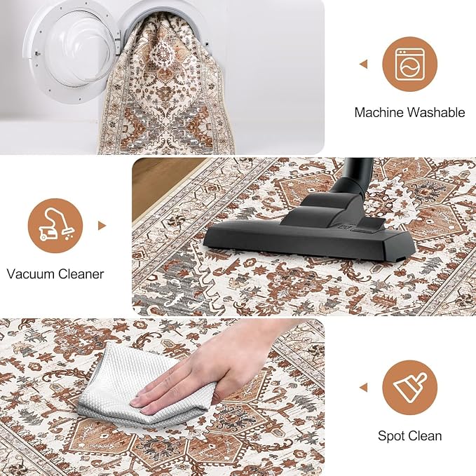 Yamaziot Washable Runner Rug, 2x6 Non-Slip Boho Vintage Hallway Rug Runner - Image 3