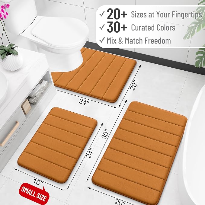 OLANLY Memory Foam Bath Mat 40x24, Super Soft Absorbent Bathroom Rugs, Quick Dry - Image 2