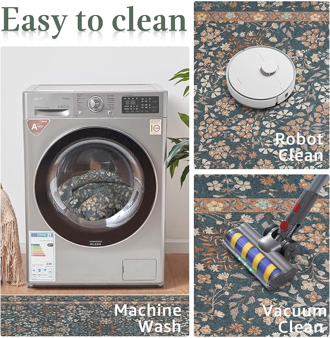 jinchan Zenith Floral 3x5 Area Rug Machine Washable Soft Low-Pile Non-Slip - Image 7