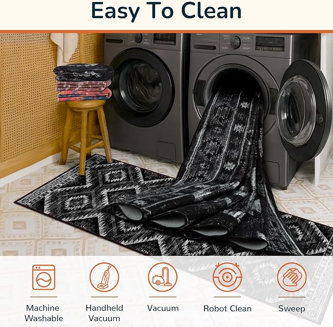 BESTSWEETIE Area Rug 3x4 Rug Machine Washable Non-Slip Low Pile Print Pattern - Image 3