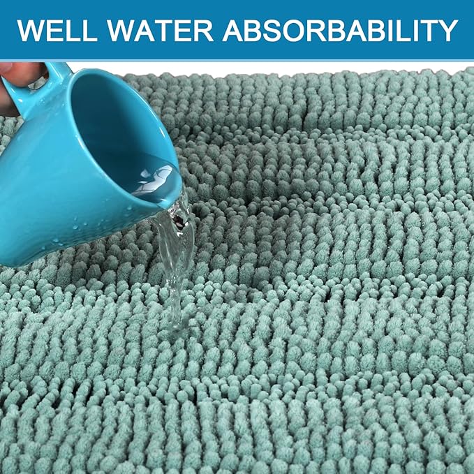 H.VERSAILTEX Bath Mats for Bathroom Non Slip Extra Thick Chenille Striped Bath - Image 5