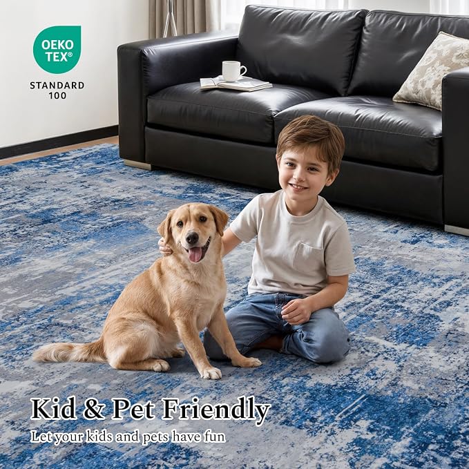 Rugflix 8x10 Area Rugs for Living Room, Washable Large Rug Stain-Resistant Low - Image 5
