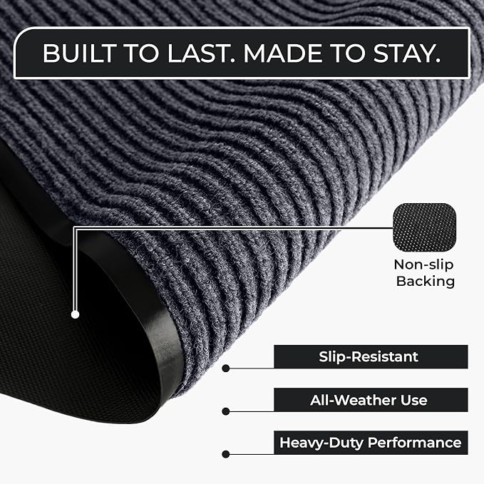 Heavy Duty Entry Mat 2' x 3', Low Profile Door Rug - Image 2