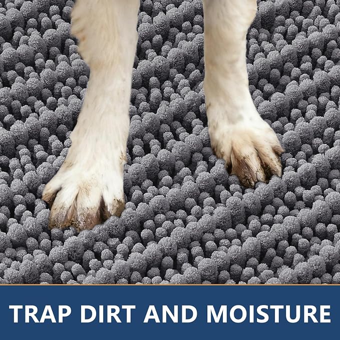 Smiry Dog Door Mat for Muddy Paws 47x24, Absorbent Dirt Trapper, Non-Slip - Image 4