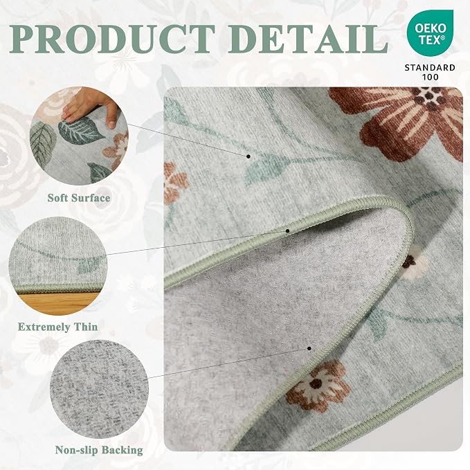 DUKINO 3x5 Area Rug, Floral Rugs - Image 5