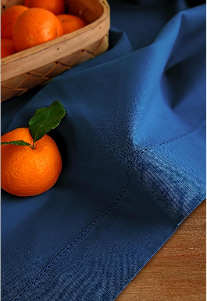 Solino Home Cotton Linen Dining Table Runner Lapis Blue Woven, 14 x 36 in | - Image 8