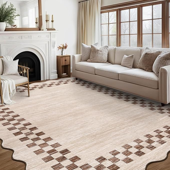 GarveeHome Washable Rug 5x7 for Living Room Large Bedroom Scalloped Rug Non - Image 2