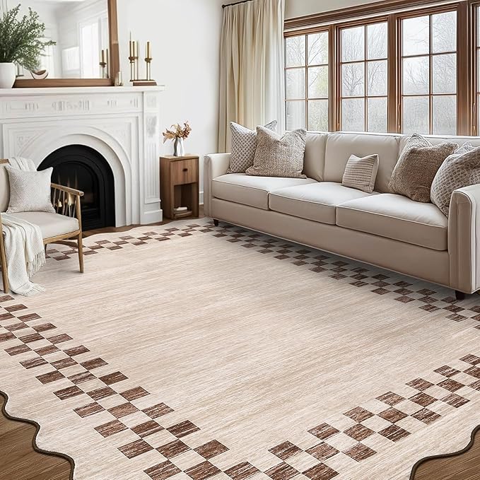 GarveeHome 8x10 Area Rug for Living Room Scalloped Washable Large Bedroom Rug - Image 2