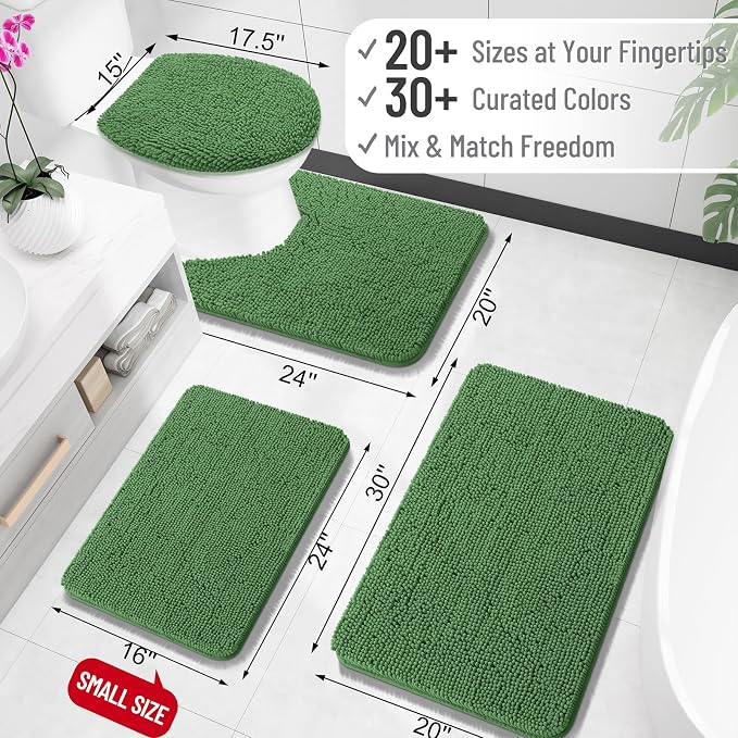 OLANLY Bathroom Rugs 30x18, Extra Soft Absorbent Chenille Bath Rugs, Rubber - Image 2