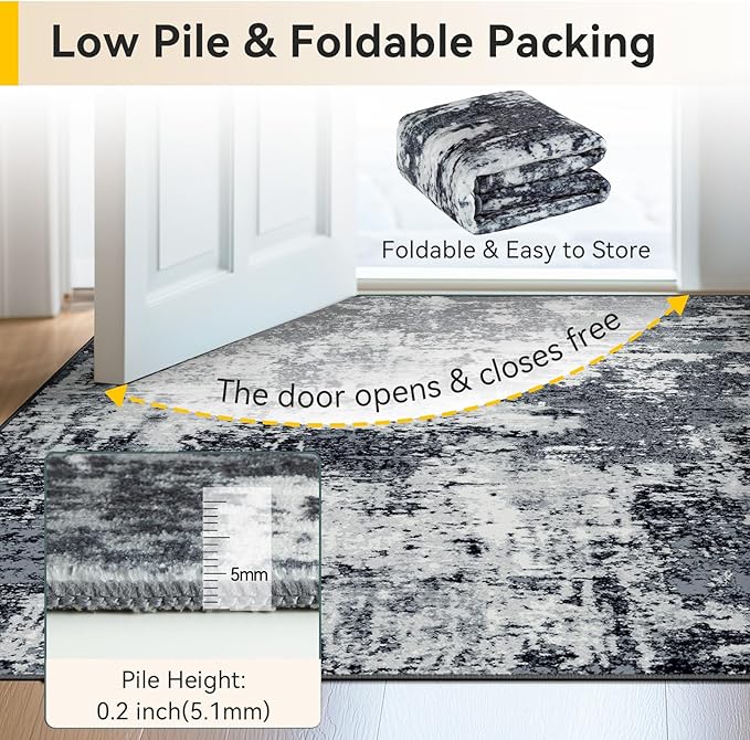 RELEANY Washable Area Rugs 9'x12' Non-Slip Modern Abstract Soft - Image 5