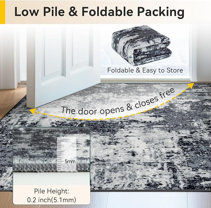 RELEANY Washable Area Rugs 3'x5' Non-Slip Modern Abstract Soft - Image 6