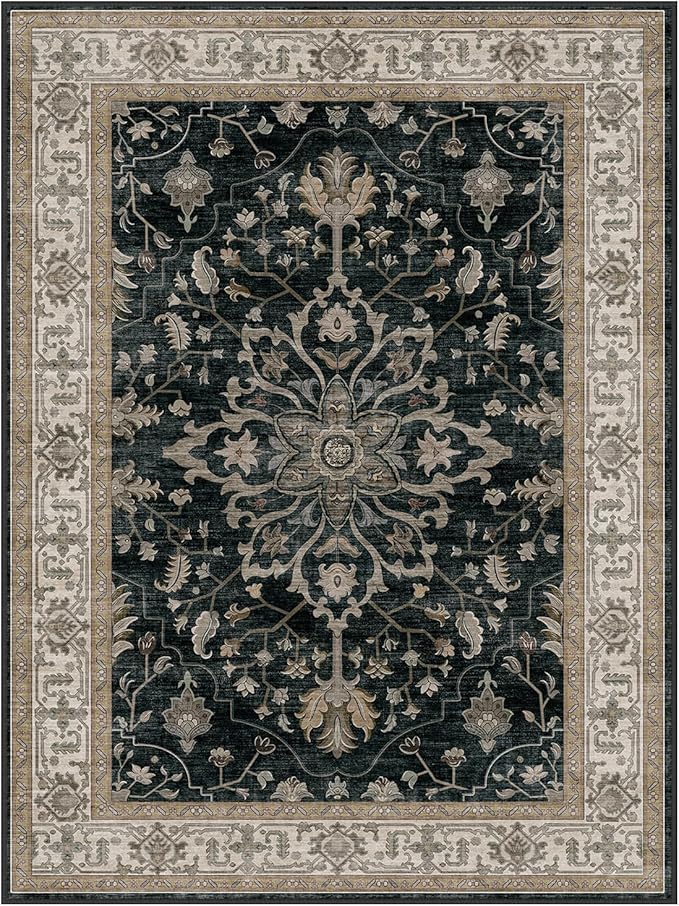 RELEANY Area Rugs 7'x10' Washable Non-Slip, Floral Vintage Distress Medallion - Image 9