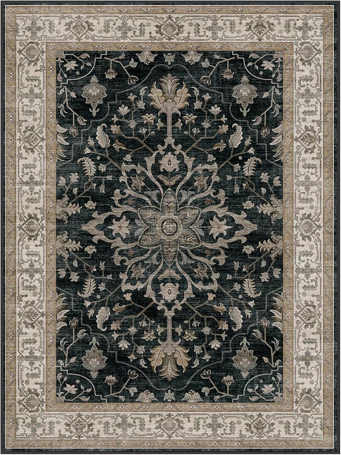 RELEANY Area Rugs Large 10'x14' Washable Non-Slip, Floral Vintage Distress - Image 8