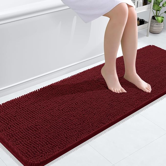 OLANLY Bathroom Runner Rugs 59x20, Soft Absorbent Chenille Bath Rugs, Rubber by OLANLY