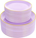 PULOTE 100PCS Purple Plastic Plates Disposable by PULOTEpartywareWesupplyproductsandyouenjoylife