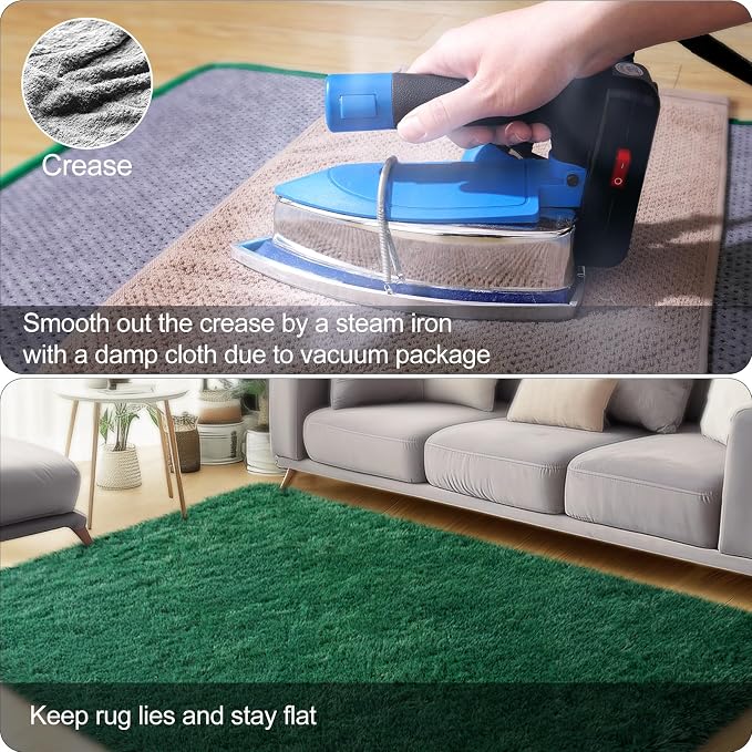 qulint Green Area Rug for Living Room, 6x9 Area Rug Shag Shaggy Fluffy Rug for - Image 5