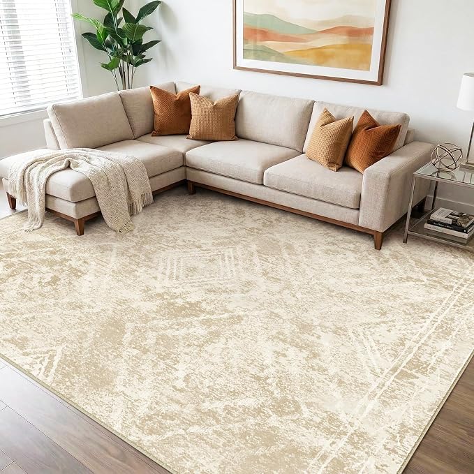 BESTSWEETIE Area Rug 9x12 Rug Machine Washable Non-Slip Low Pile Print Pattern by BESTSWEETIE