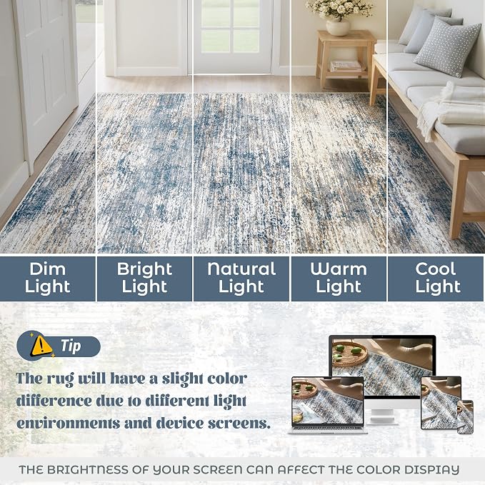 XLUEZ 2x8 Runner Rug for Hallway, Washable Modern Abstract Runner Rugs Neutral - Image 8