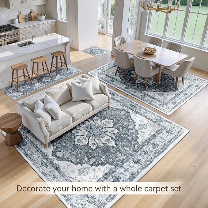 RELEANY Area Rugs Runner 2'x8' Washable Non-Slip, Floral Vintage Distress - Image 4