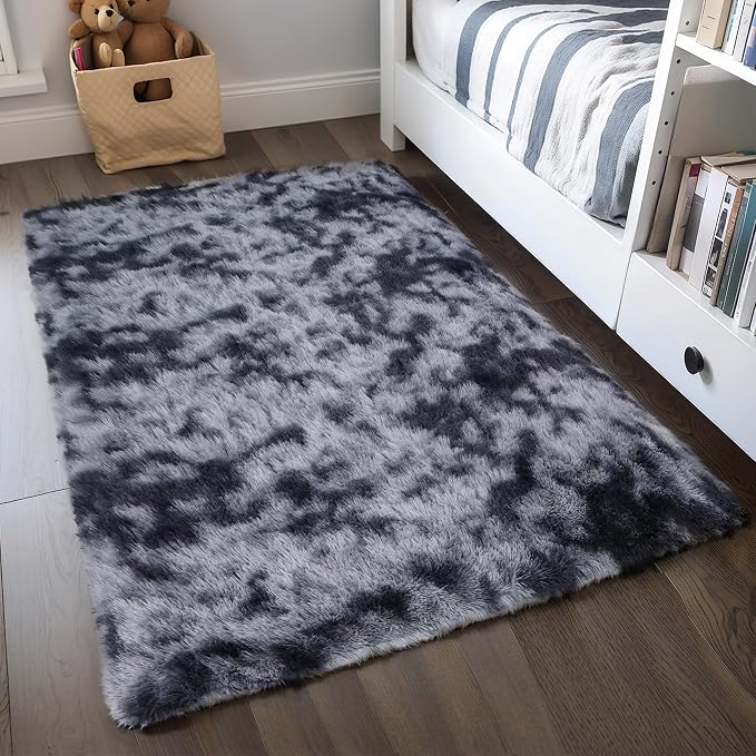 KICHOWUA 6x9 Dark Grey Fluffy Shag Rug - Image 7