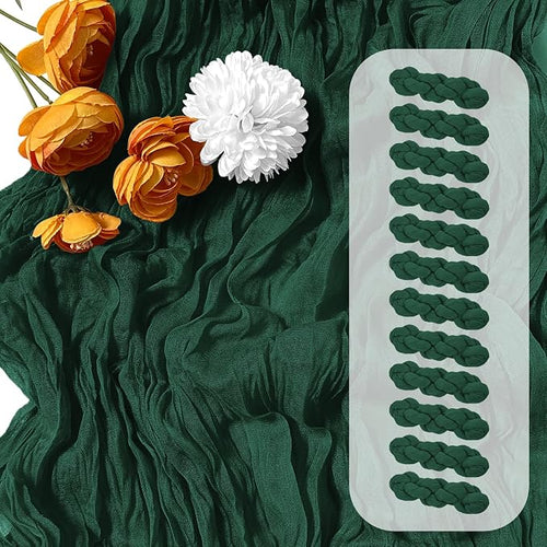 12 Pack Emerald Green Cheesecloth Table Runner 17 x 108 Inch Gauze Table Runner by Unknown